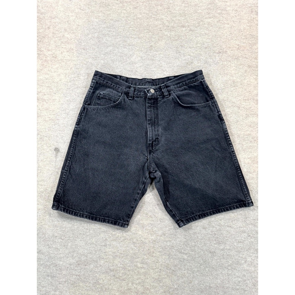 Vintage Wrangler Hero Originals Shorts Mens 32 Black Denim Cotton Logo Casual